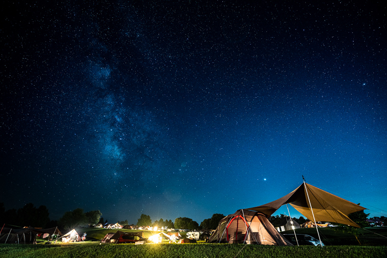 スノーピークHQキャンプフィールドの星空 天の川