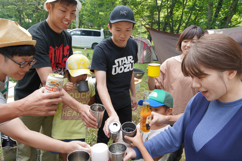 平湯キャンプ場で乾杯