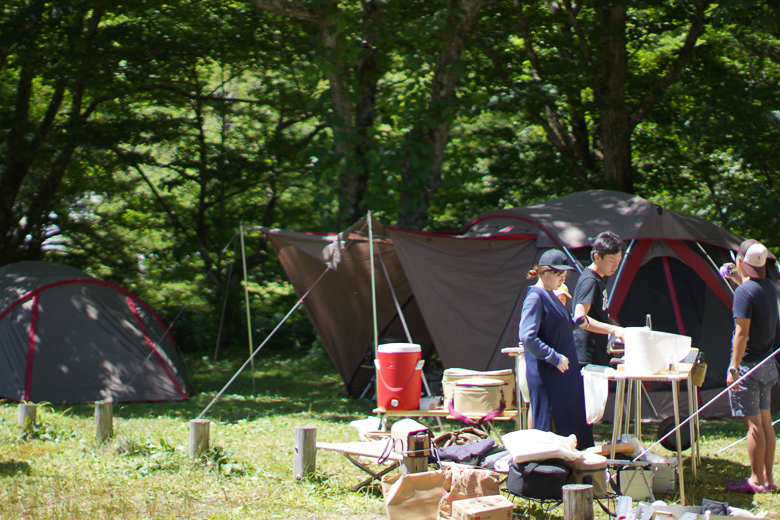 平湯キャンプ場でグループキャンプ