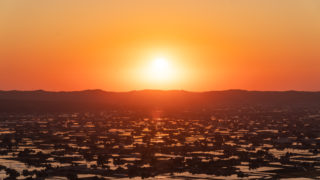 となみ夢の平 散居村展望台から見る夕陽